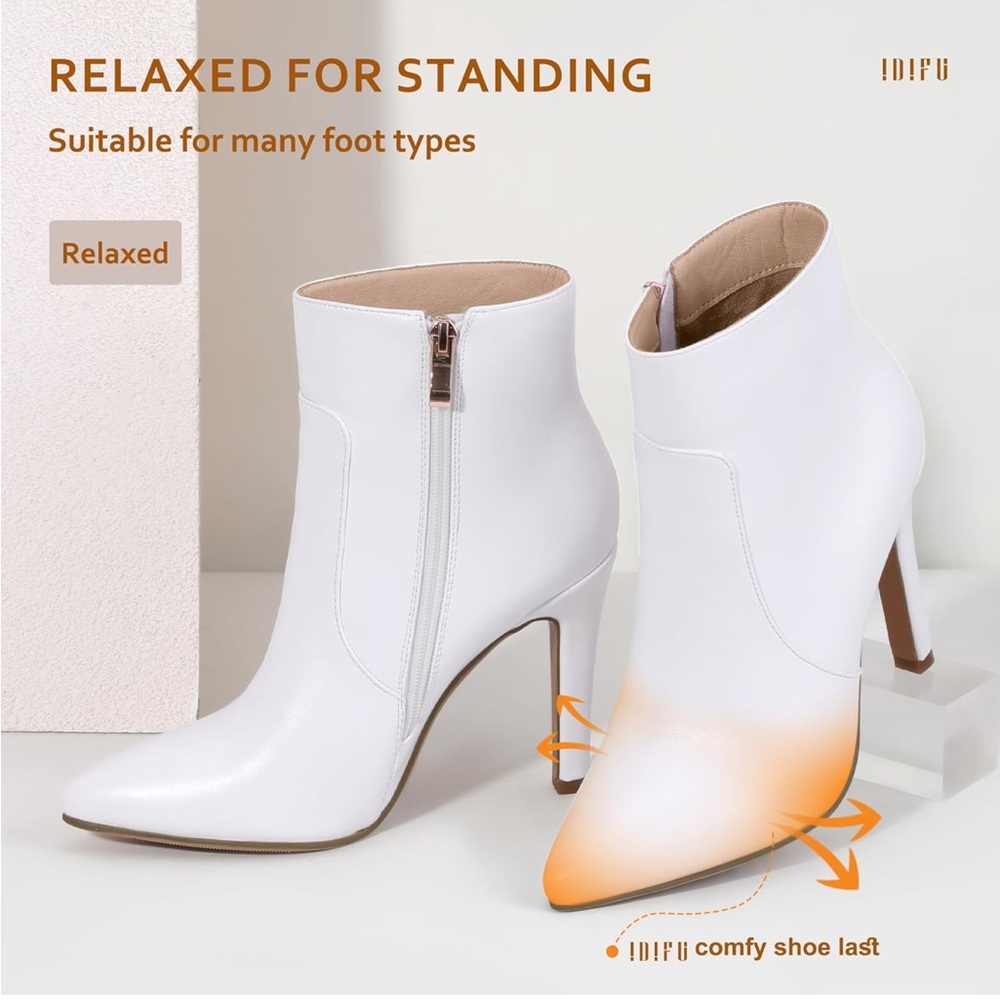 IDIFU white ankle boots. Size 8.5. Never worn.